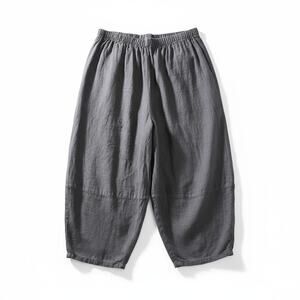 CHALET 100% Linen Lantern Lagenlook High Waist Crop "FAYE" Pants Style #H984 -S